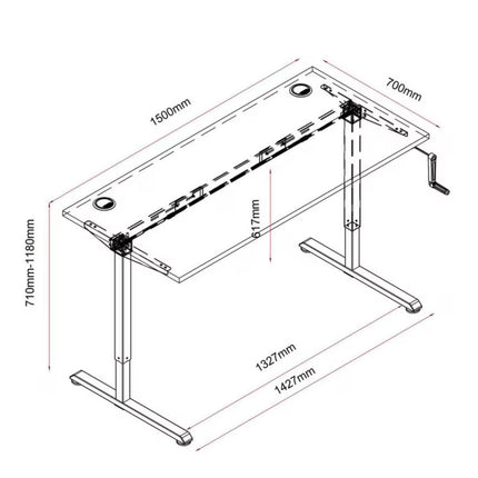 Matrix Manual Height Adjustable 1500mm Desk - White/White