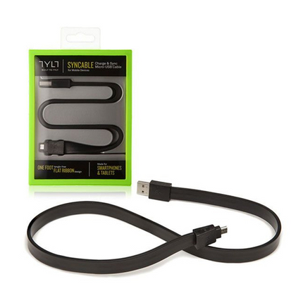 Tylt Syncable 30cm USB-A To Micro-USB Data Cable - Black