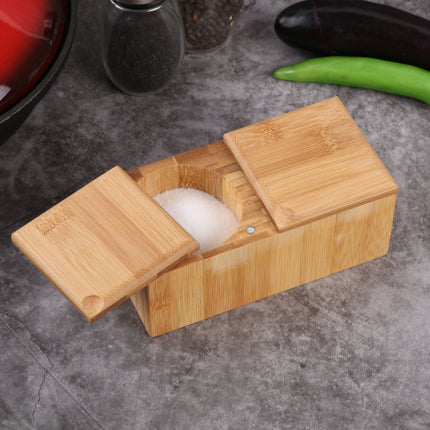 Sherwood Home Natural Bamboo Twin Salt and Pepper Spice Box - Natural - 16x7x8cm