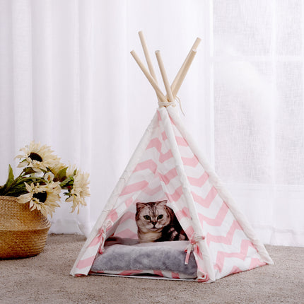 Charlie's Pet Teepee Tent Zig Zag Pink Wave Extra Large