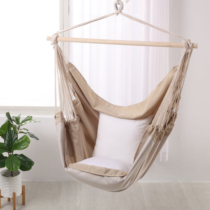 Sherwood Home Indoor and Outdoor Hammock Chair Swing - Natural Beige - Large 125x185cm
