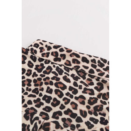 Leopard Short Sleeve Button Up Shirt