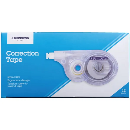 J.Burrows Correction Tape 5mm x 8m 12 Pack
