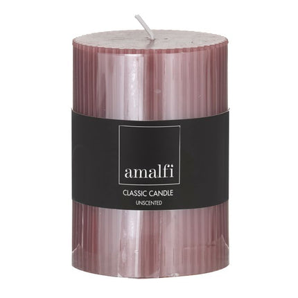 Amalfi Ribbed Unscented Pillar Candle Rose 7 x 7 x 10 cm