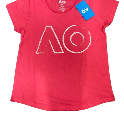 Australian Open Girls Outline Logo T-Shirt - Ruby/Pink