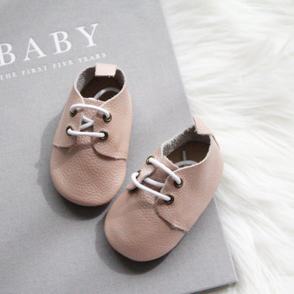 Baby Oxford Lace-Ups - Blush Shimmer Pink