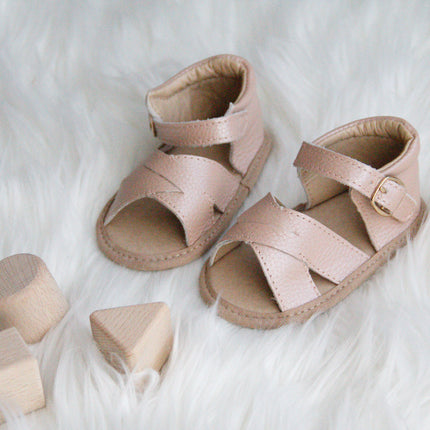 Baby Seaside Sandals - Blush Shimmer Pink Leather