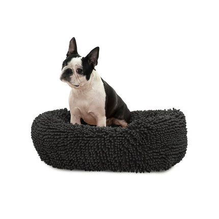 Charlie's Chenille Round Calming Dog Bed Charcoal Medium