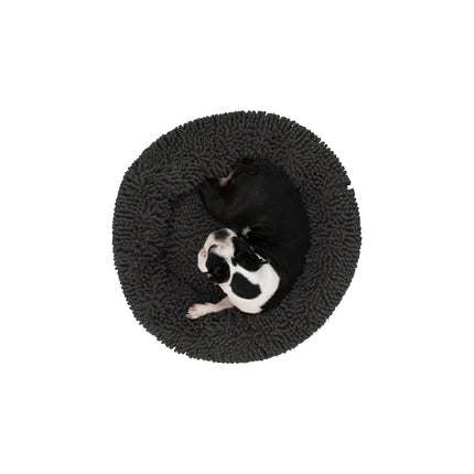 Charlie's Chenille Round Calming Dog Bed Charcoal Medium