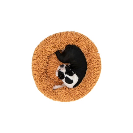 Charlie's Chenille Round Calming Dog Bed Orange Large