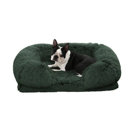 Charlie's Shaggy Faux Fur Orthopedic Memory Foam Sofa Dog Bed with Bolster Eden Green Small