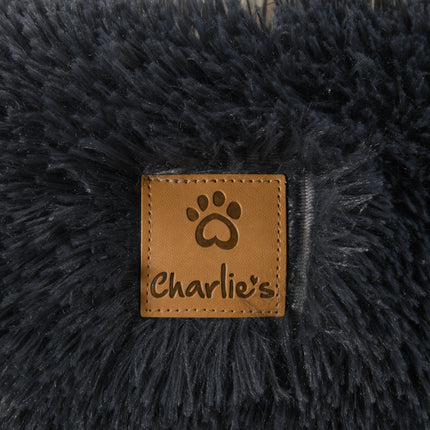Charlie's Snoodie Hooded Calming Dog Bed Charcoal Large