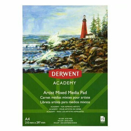 Derwent Academy Mixed Media Pad A4 Portrait 15 Sheet (5 Pack)