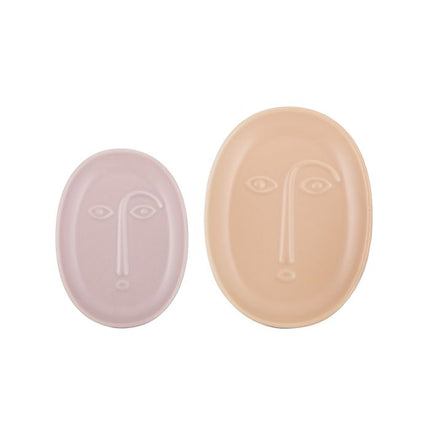Emporium Lil & Lo Trinket Plate Set/2 Pale Pink/Apricot 13 x 7 x 1.5 cm /16 x 12.5 x 1.8 cm