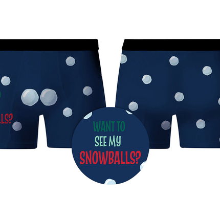 Frankly Funny Men's Medium X-Mas Snow Balls Novelty Boxer Shorts