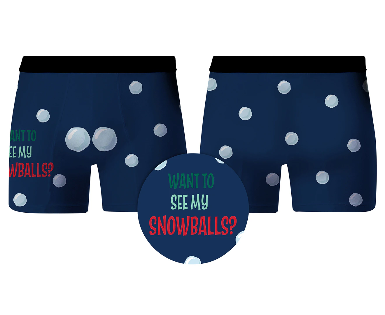Frankly Funny Men's Medium X-Mas Snow Balls Novelty Boxer Shorts – Circonomy