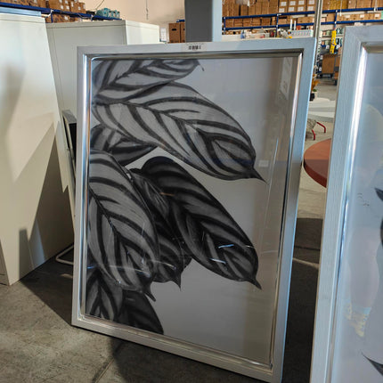 Artwork - Black and white leaf print with frame x 2