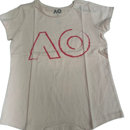 Australian Open Girls Outline Logo T-Shirt - Pink/Ruby