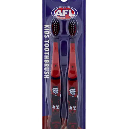 AFL Kids' Mascot Melbourne Demons Toothbrush 2pk - Soft
