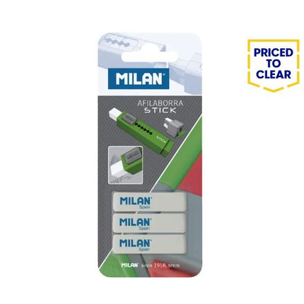 Milan Stick Sharpener and Eraser Refill 3 Pack