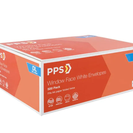 PPS Window Faced DL White Envelopes 500 Pack