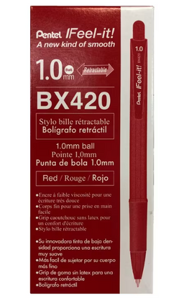 Pentel IFeel-it BX420 Ballpoint Pen 1.0mm Red 12 Pack