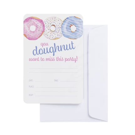 Quill Party Invitations 8 Pack 4x6 Inches Doughnut
