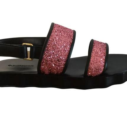 L'Autre Chose Leather Sandals - Black/Pink