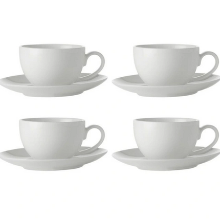 Maxwell & Williams White Basics Coupe Demi Cup & Saucer 100ML Set of 4