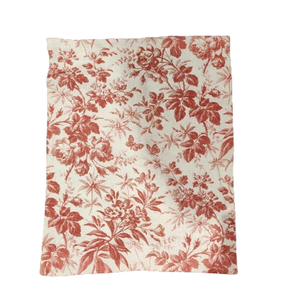 Floral Linen Bag with Drawstring Closure - 43x36cm