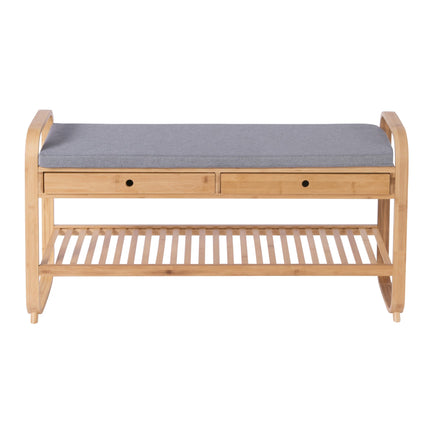 Sherwood Home Seated Shoe Storage Rack and Organiser with Bench Natural Bamboo 105x34x55cm