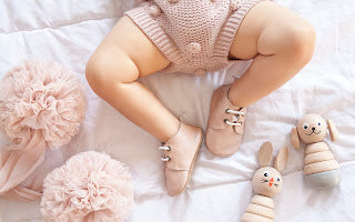 Baby Oxford Lace-Ups - Blush Shimmer Pink