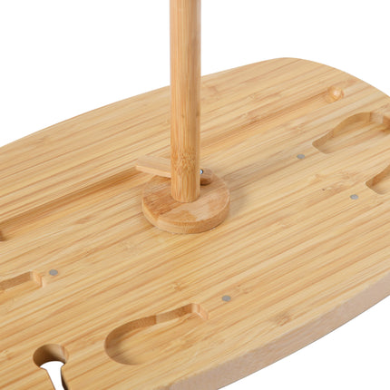 Vibes Hunter 2 Person Oval Picnic Wine Table with Cheese Knife Set Natural Bamboo 38x25x31cm