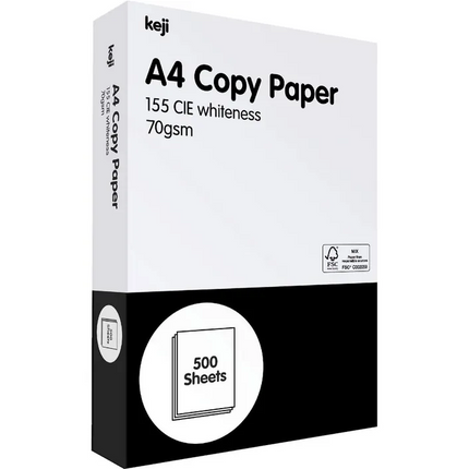 Keji A4 Copy Paper 70GSM 500 Sheet Ream