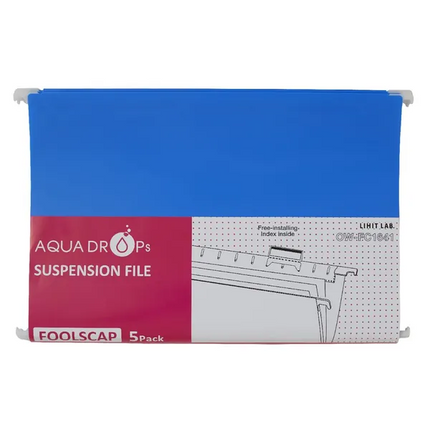 Aqua Drops Suspension File Foolscap Blue 5 Pack
