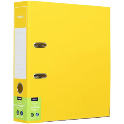 J.Burrows A4 Recycled Lever Arch 2-Ring Binder Gloss Yellow