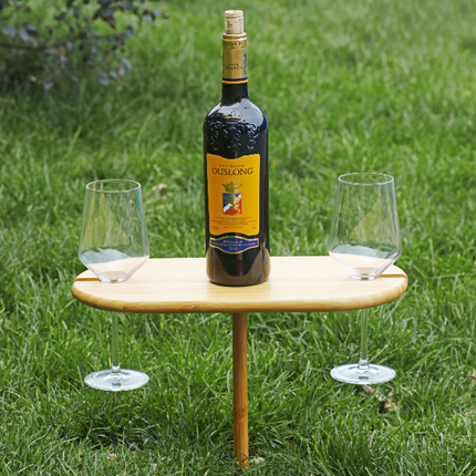 Sherwood Home Bamboo picnic wine table with screw-in spike 330mm high x 15mm thick