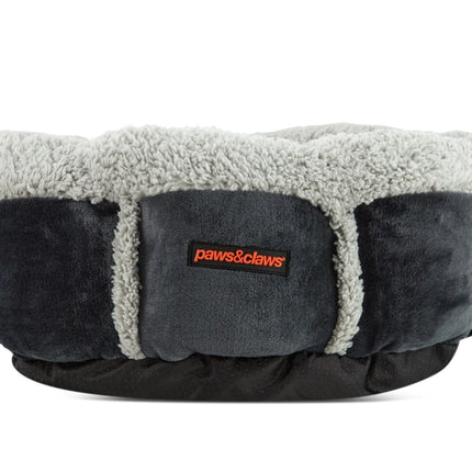 Paws & Claws 50x20cm Primo Plush Snuggler Bed - Grey/Charcoal