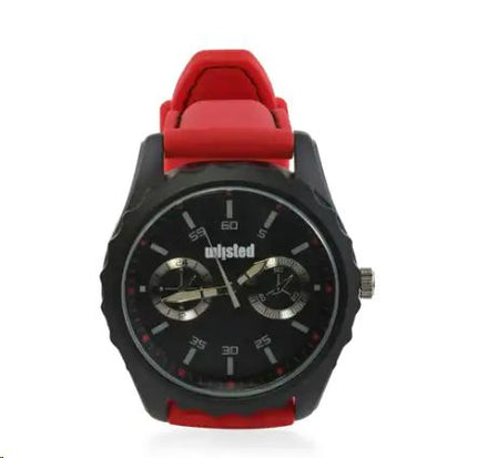 Unlisted by Kenneth Cole Men's Watch with Red Silicone Band and Stainless Steel Back