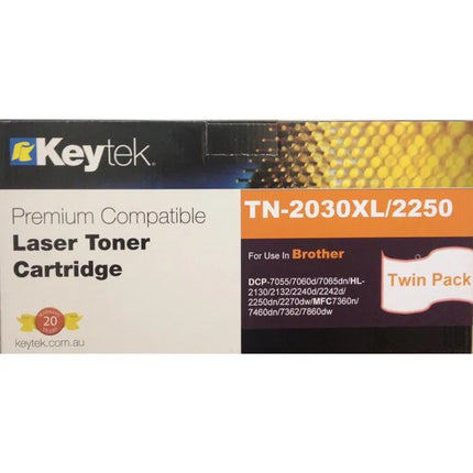 Keytek Alternate Brother TN2250 Toner Cartridge Black 2 Pack