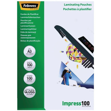 Fellowes A3 100 Micron Laminating Pouch Gloss 100 Pack