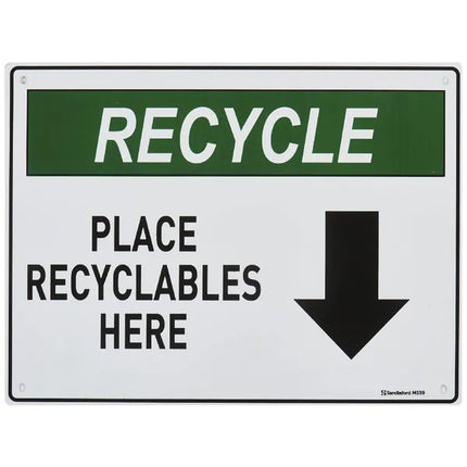 Sandleford Place Recyclables Here Sign 300 x 225mm