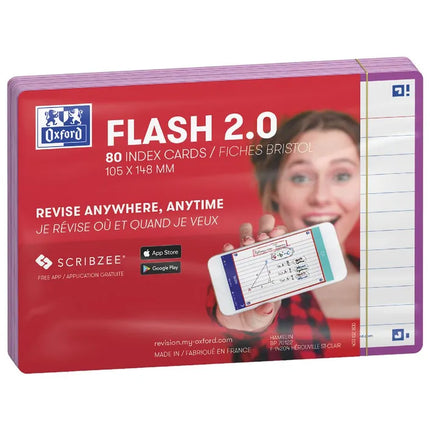 Oxford Flash 2.0 Index Cards Blank 105 x 148mm Purple 80 Pack