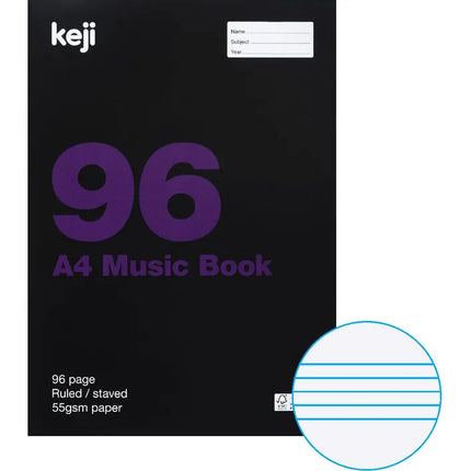 Keji A4 55gsm 12 Stave Music Exercise Book 96 Page