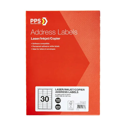 PPS Inkjet Laser Address Labels 30UP 100 Sheets