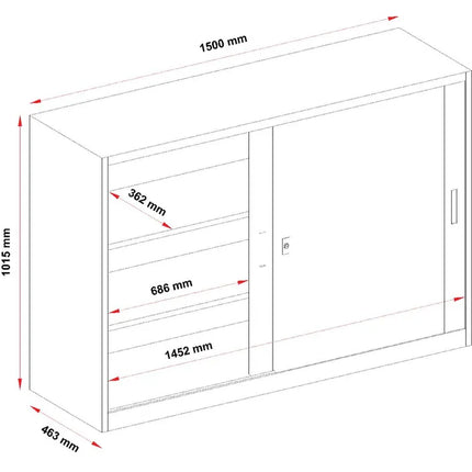 Steelco Sliding Door Cabinet 1500 x 1015mm Graphite Ripple