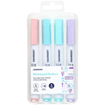 6x J.Burrows Whiteboard Markers Bullet Pastels (4 Pack)