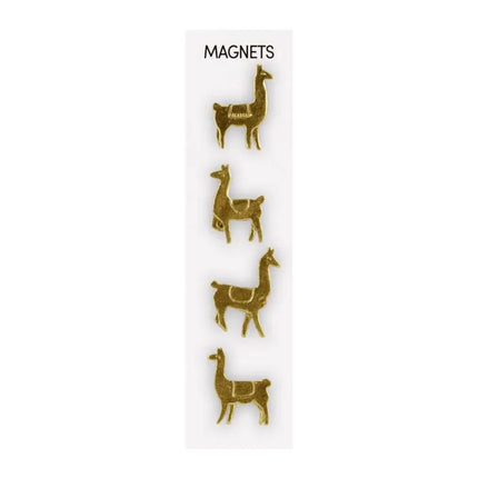 Three By Three Llama Magnets Gold 4 Pack