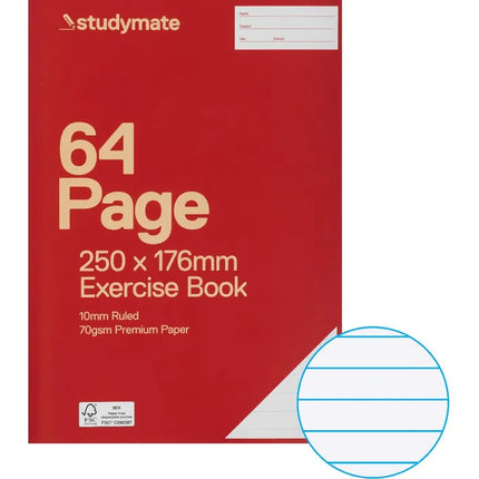 Studymate A4 70gsm 10mm Ruled Exercise Book NSW 64 Page