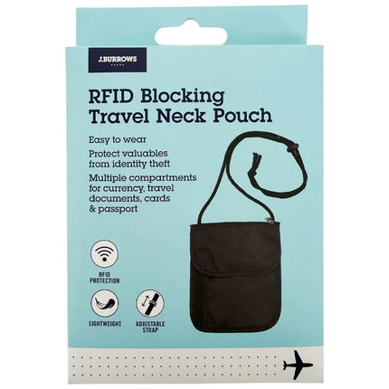 J.Burrows RFID Travel Neck Pouch Grey